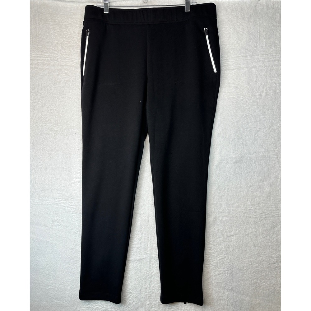 Chico's Zenergy Pants Women 2 Black Zipper Pockets Ankle Zips